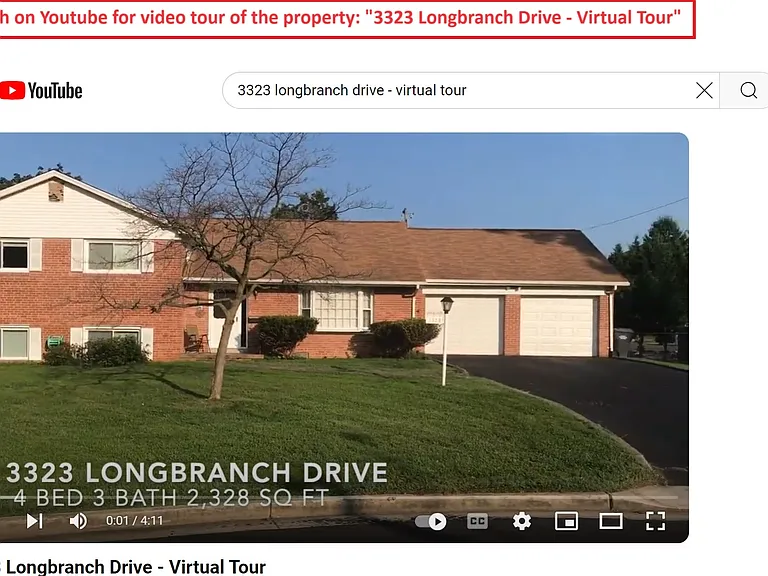 Search on youtube for video titled: "3323 Longbranch Drive - Virtual Tour"