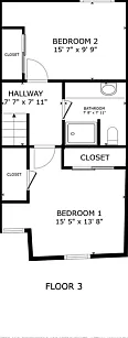 2 Bedroom floor plan - floor 3 2 Bedroom floor plan - floor 3
