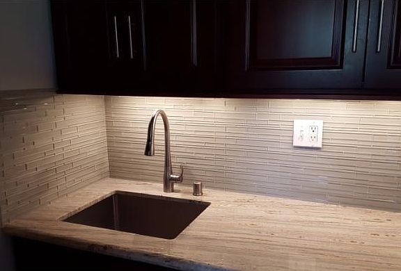 Glass tile for back splash.
