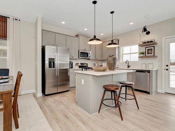Kitchen with pendant lighting