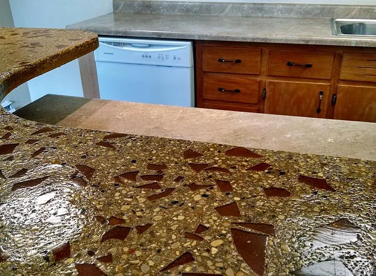 Custom poured concrete countertop
