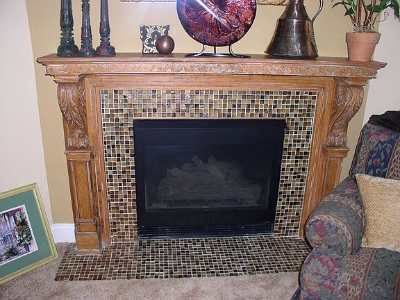 Antique surround w/glass tile