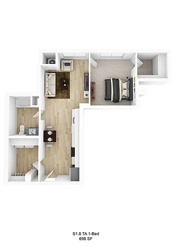 Floor plan Malcolm S1.8A (1 Bedroom - Accessible)