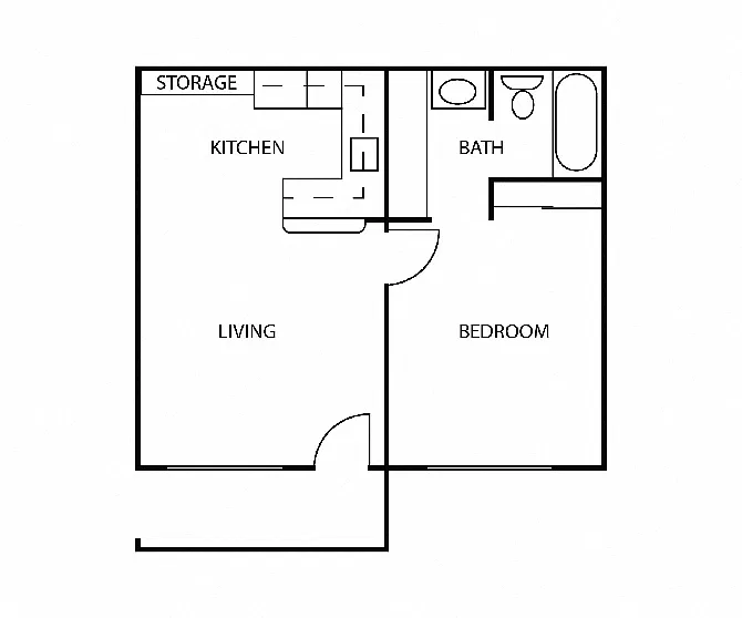Floor plan 1 BR, 1 BA