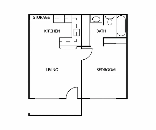 Floor plan 1 BR, 1 BA