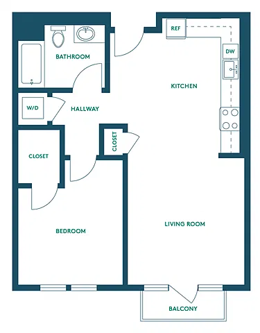 Floor plan 1Bed/1Bath E - Signature