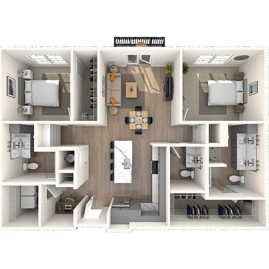 Floor plan Traditional 2x2 1320-1358 SF-FP