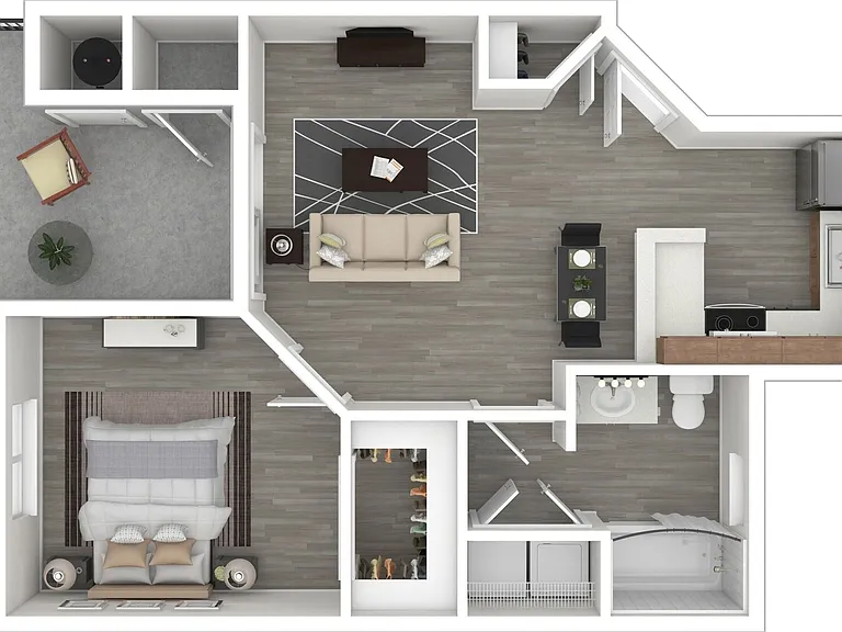 1 BD / 1 BA, 519-534 SF