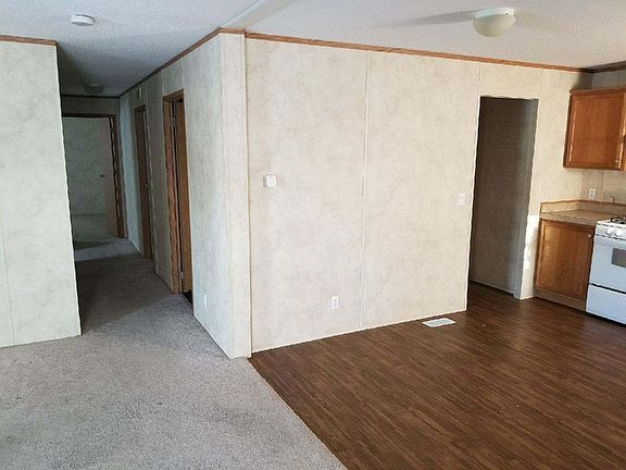 Kitchen area, living room, hallway