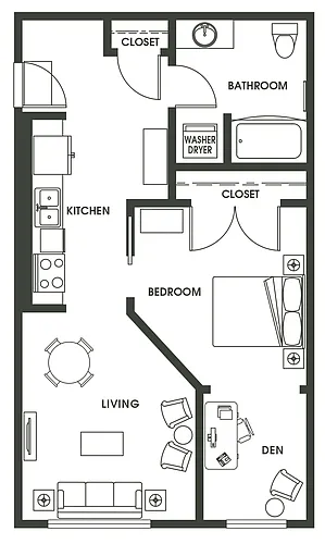 Floor plan 1 Bed 1 Bath A8