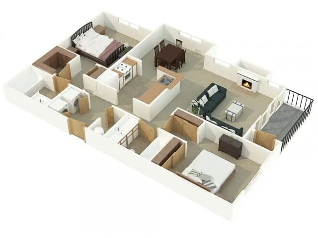 Floor plan 2X2 L