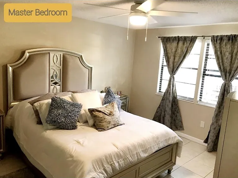 Large Master Bedroom with private bathroom and walk in closet.