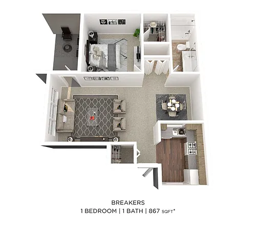 Floor plan One Bedroom-867 sqft
