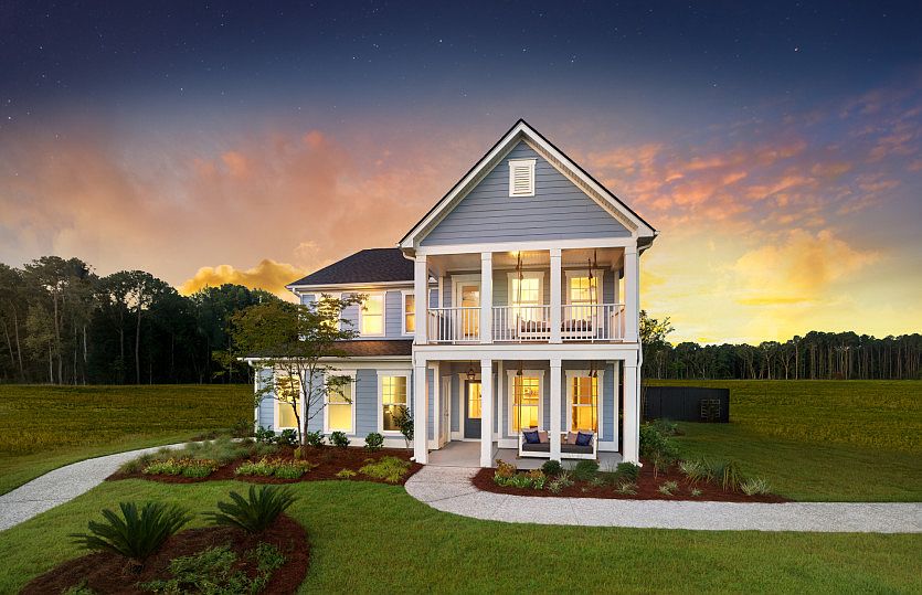 Continental w Side Load Garage Elevation 26 at Twilight - Model Representation