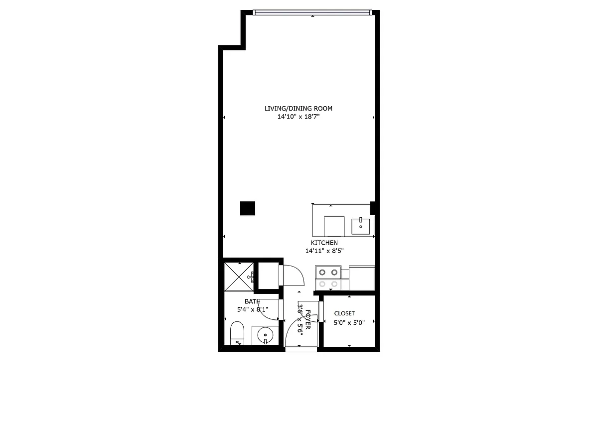 Floor plan Studio with Garage Parking