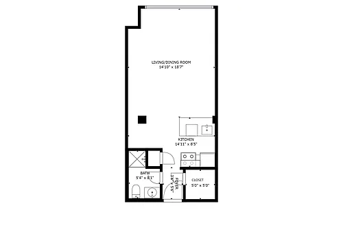 Floor plan Studio with On-Site Covered Parking