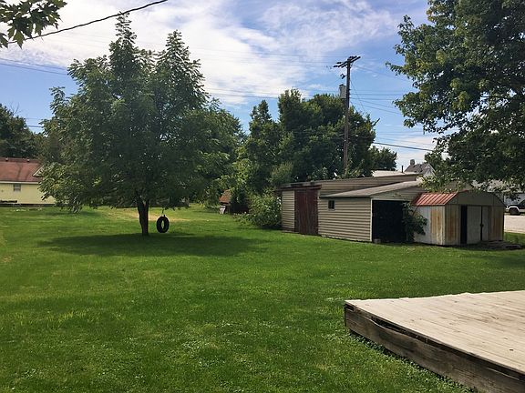 Large back yard with storage