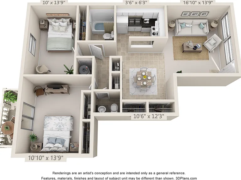 2 Bedroom 1.5 Bathroom Side-by-Side 2 Bedroom 1.5 Bathroom Side-by-Side