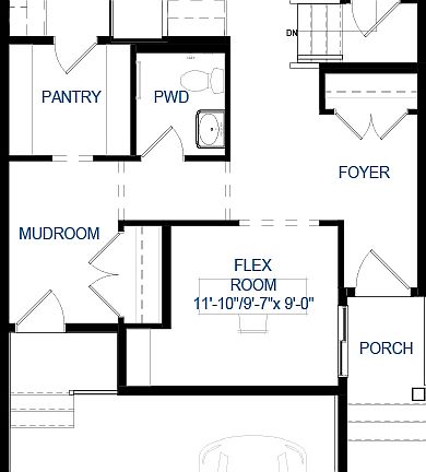 A blackline drawing of the Amery 24 model by Brookfield Residential.