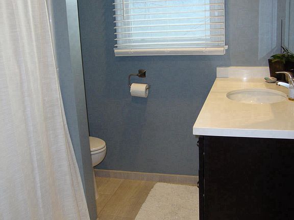 Bathroom sink and window.