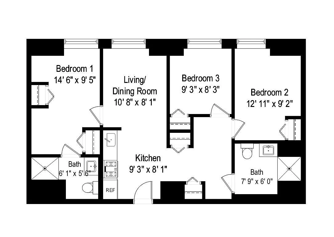 Floor plan 3 bed, 2 Bath