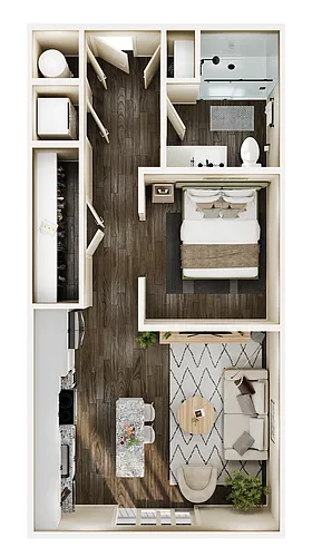 Floor plan 0 Bed/1 Bath