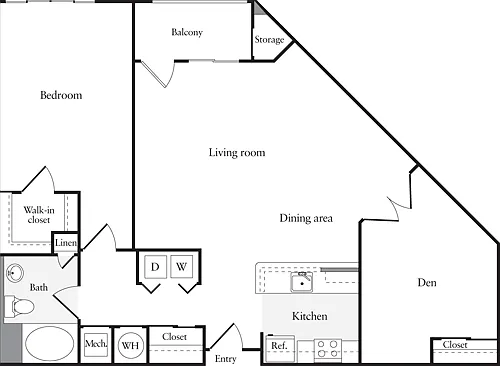 Floor plan 1 Bedroom K