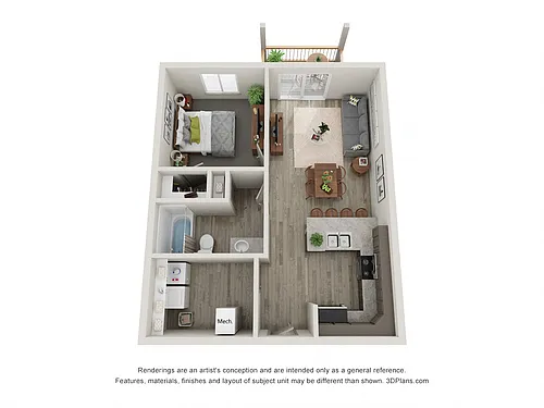 Floor plan 1 Bedroom 1 Bathroom