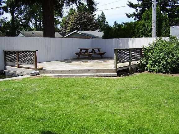 Deck, garden space on right