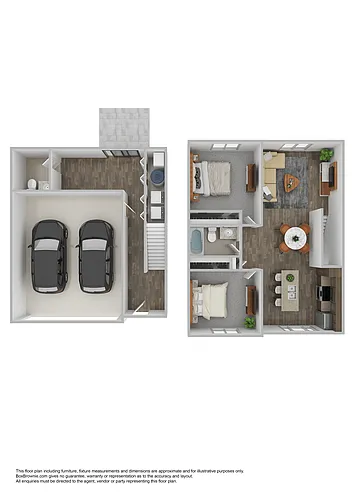 Floor plan Townhome Style 2 Bedroom 1.5 Bathroom