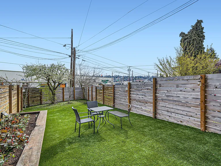 Yard with plum, pear and apple trees