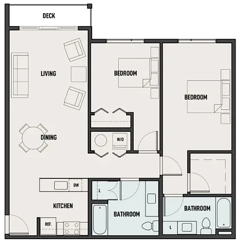 Floor plan 2 Bed 2 Bath B - The Woods