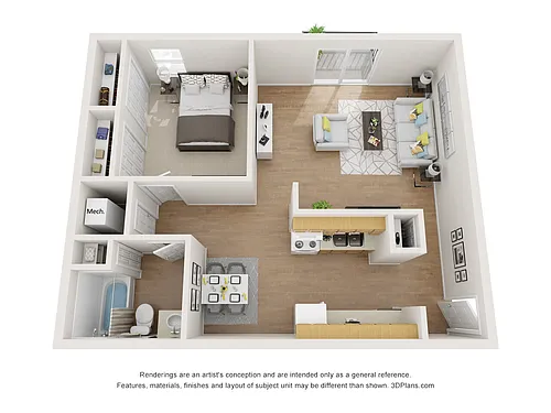 Floor plan 1X1-B