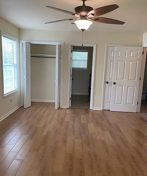 Primary bedroom with double closets and bath on second level