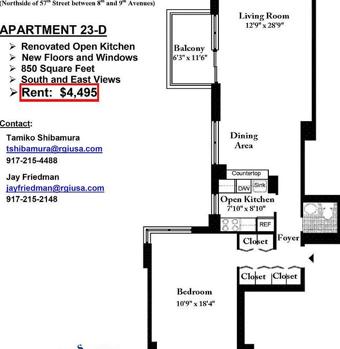 1st image of 347 W 57th St APT 23D
