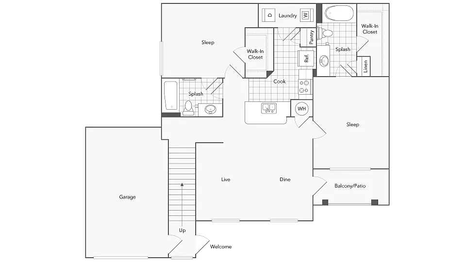 Floor plan Brentwood II - Townhouse B1-U
