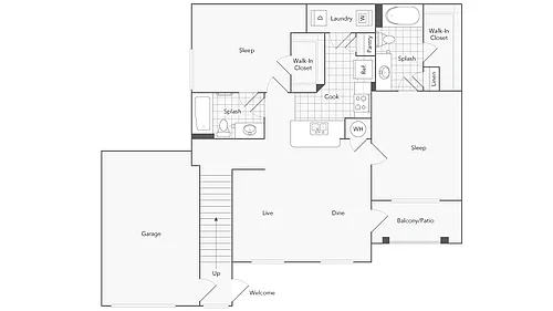 Floor plan Brentwood II - Townhouse B1-U