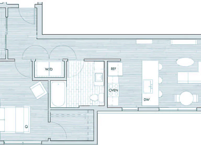 Explore this modern apartment layout featuring open spaces and elegant design. Explore this modern apartment layout featuring open spaces and elegant design.