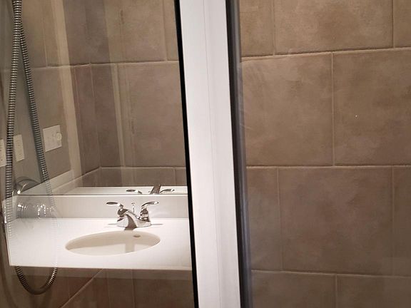Large walk-in shower.
