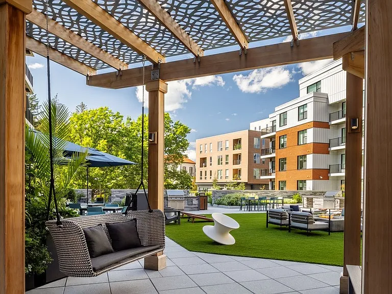 Courtyard with multiple seating areas