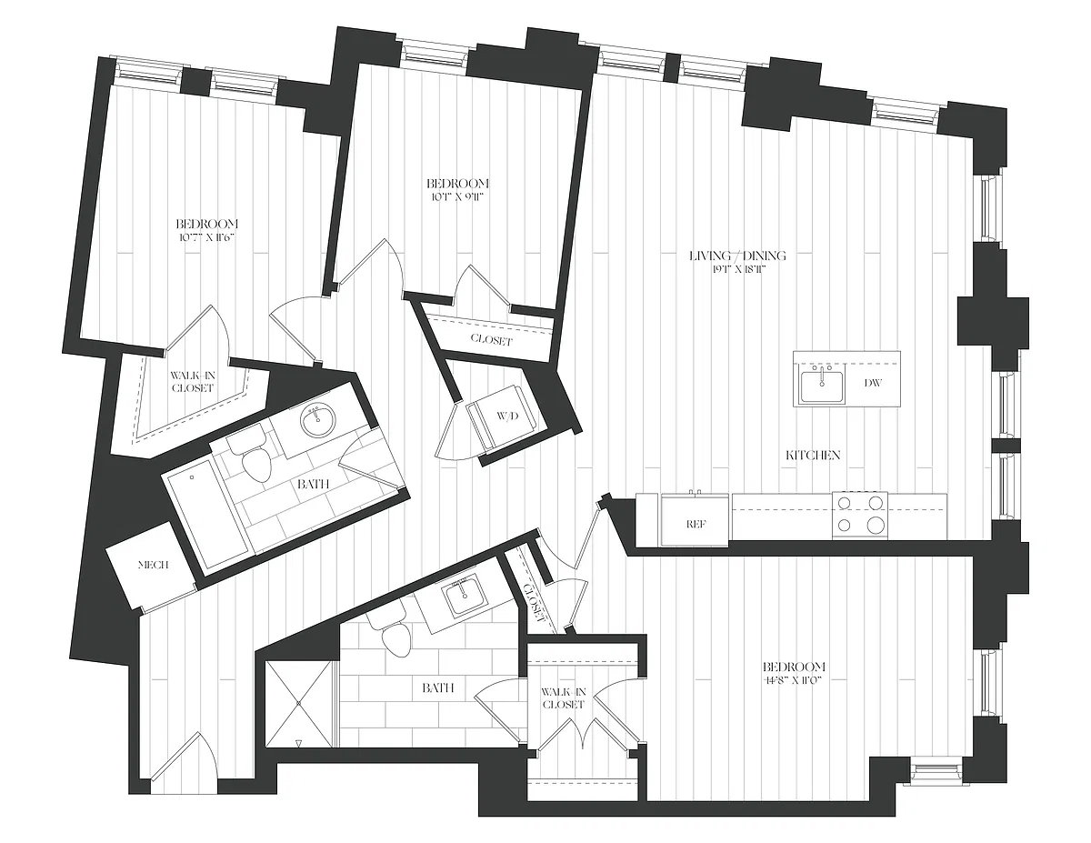 Floor plan 3 Bed/2 Bath-3JR-1-The Claude