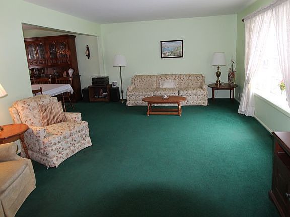 Bright living room and dining room