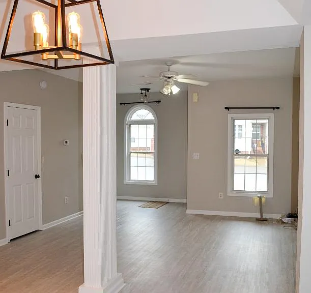 View from dining nook to living room