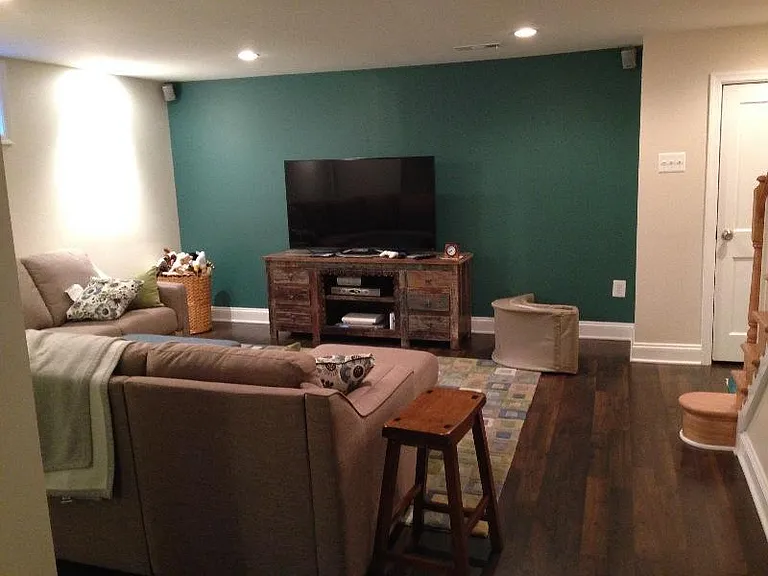 Family room in basement