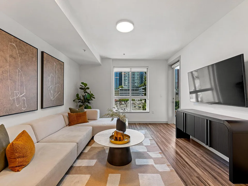 Living Room Space at G12 Apartments in Los Angeles, CA 90015