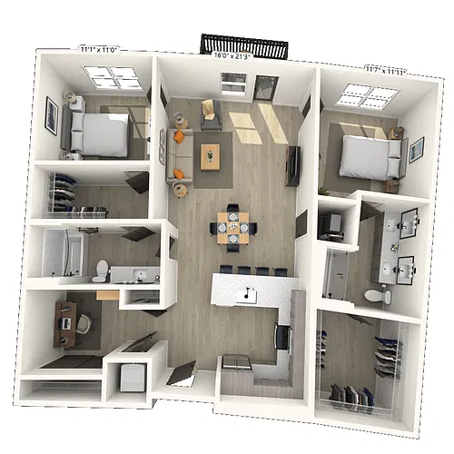 Floor plan B7 2x2 1313 SF-FP