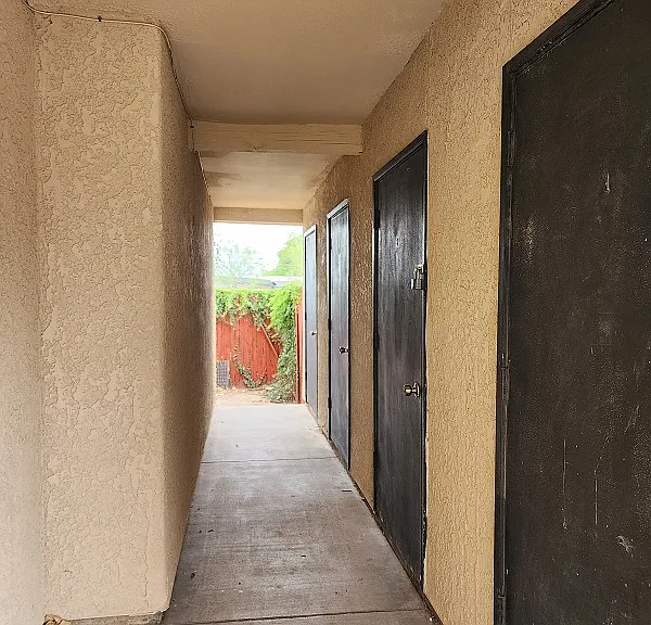 Breezeway with outdoor storage closet