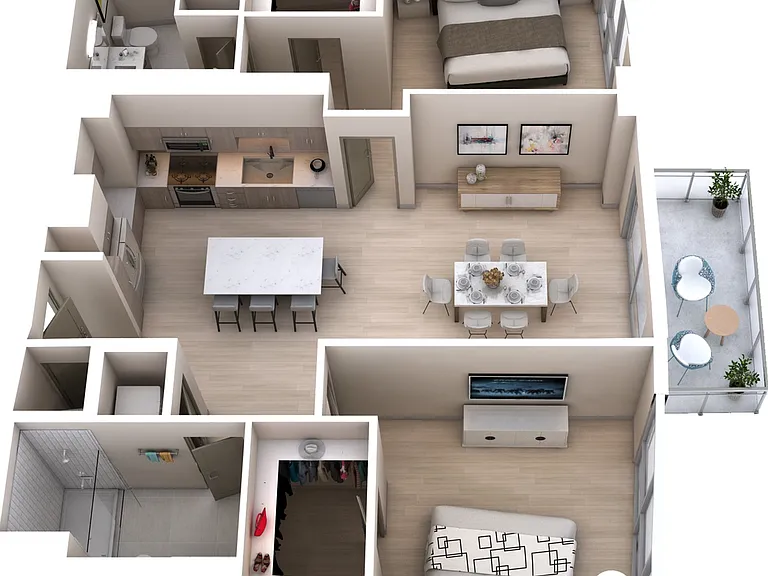 Two Bedroom Two Bath (1164 SF) Two Bedroom Two Bath (1164 SF)