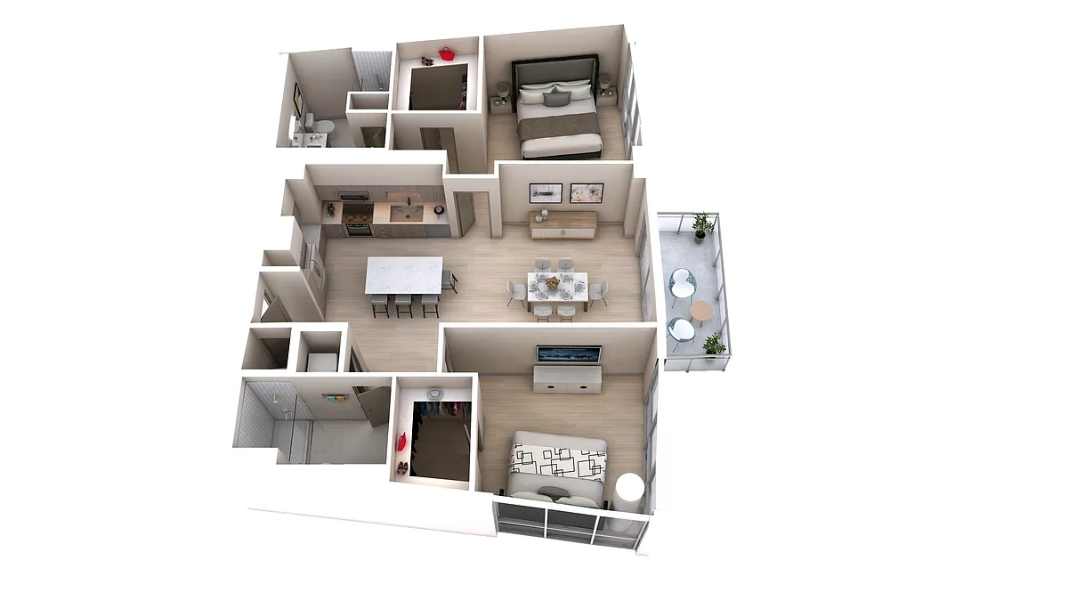 Floor plan Two Bedroom Two Bath (1164)