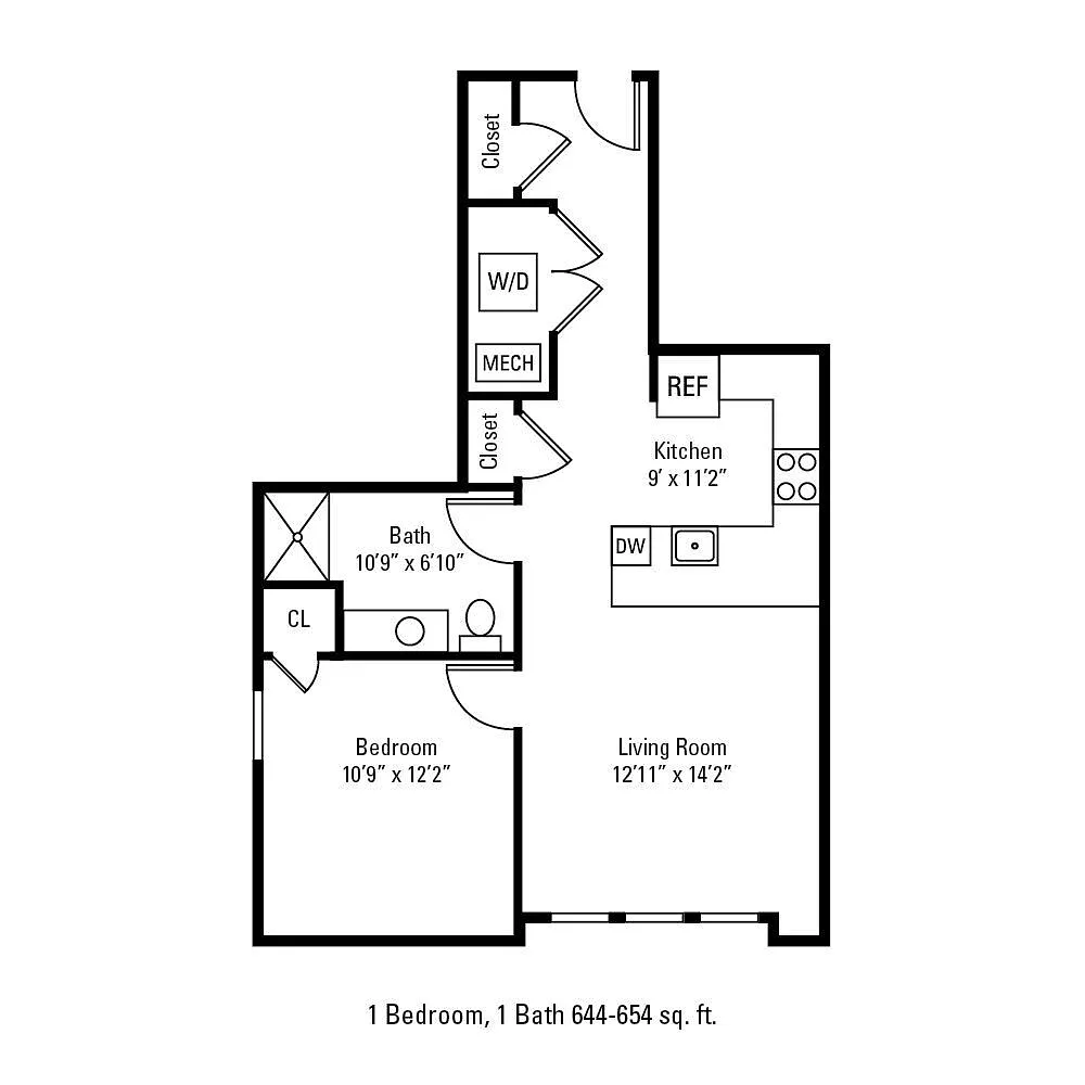 Floor plan 1 Bedroom 1 Bath